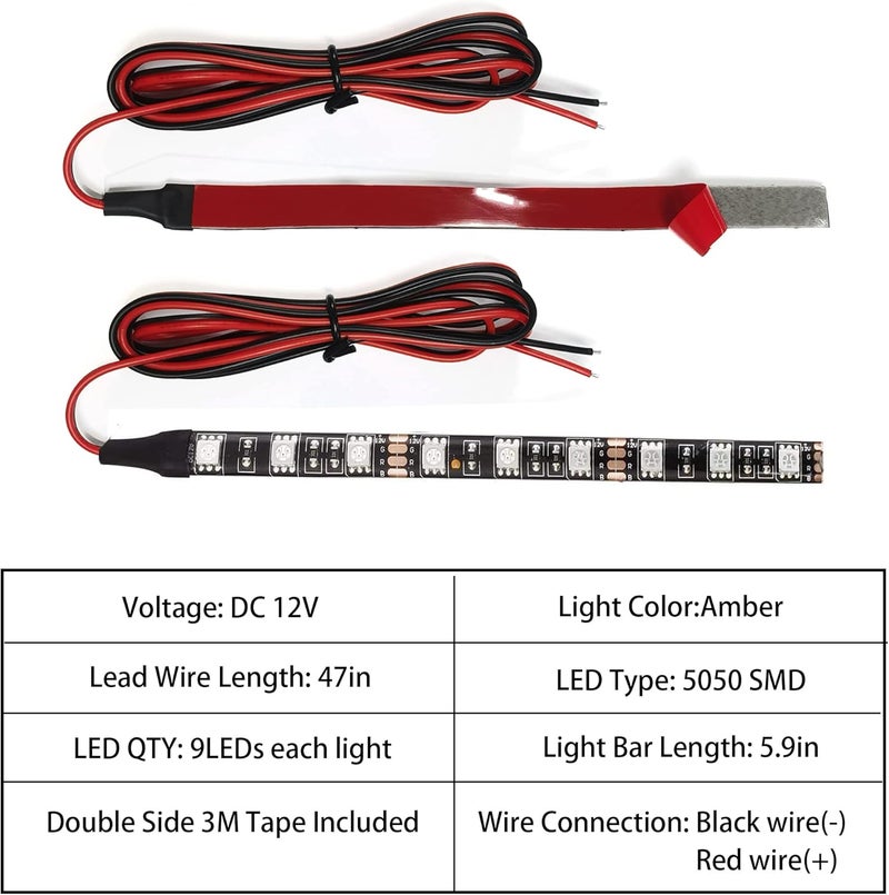 NBWDY Universal DC 12V 2pc 5.9in Motorcycle LED Turn Signal Light Amber LED Strip Light Bar for Motorcycle Car Scooter ATV UTV Golf cart Front Rear Turning Indicator Lights Blinker Tail Light - Image 4